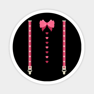 Hearts Bow Tie Suspenders Valentines Day Costume Magnet